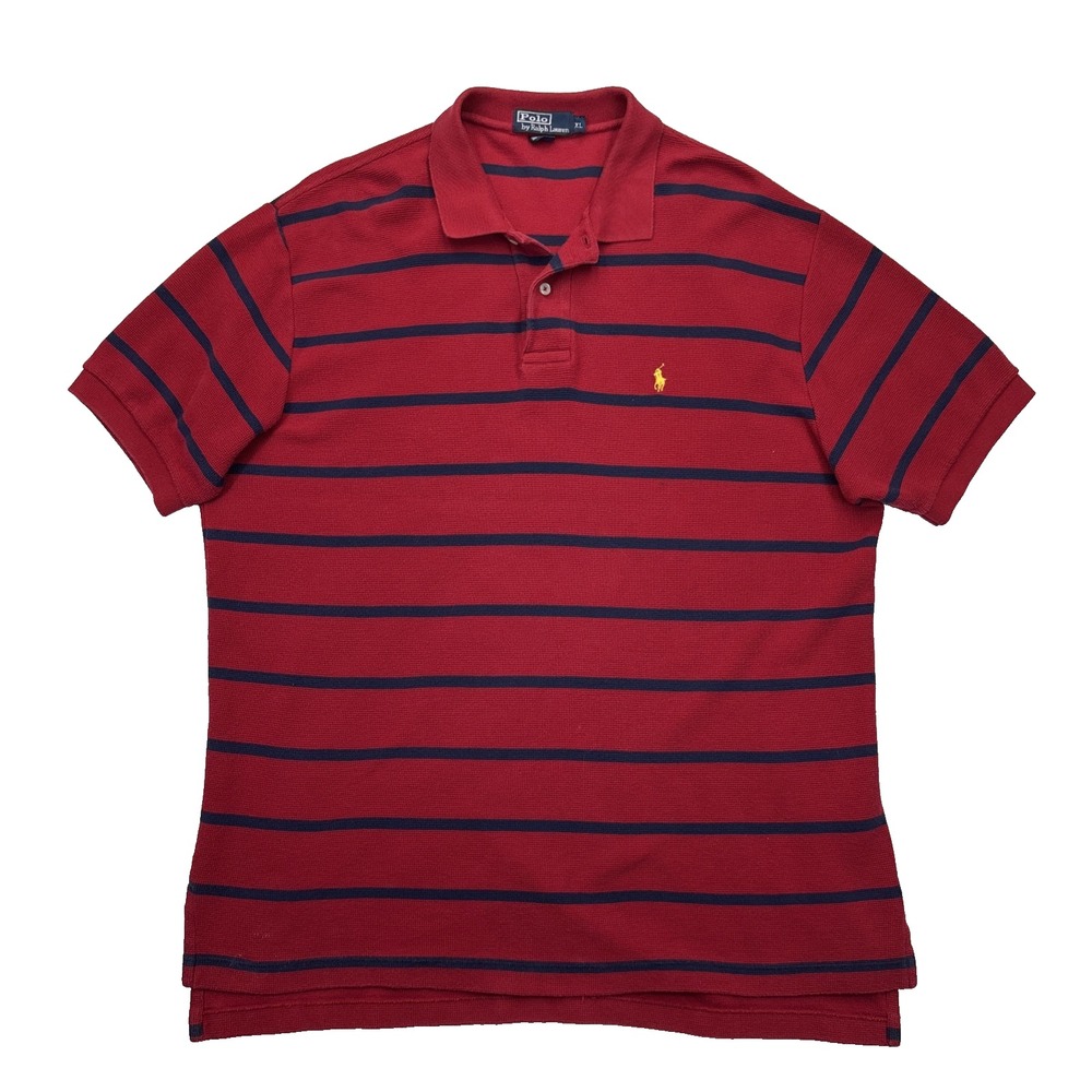 Vintage Polo Ralph Lauren Striped Thermal Rugby Polo Mens XL 90s Preppy Y2K